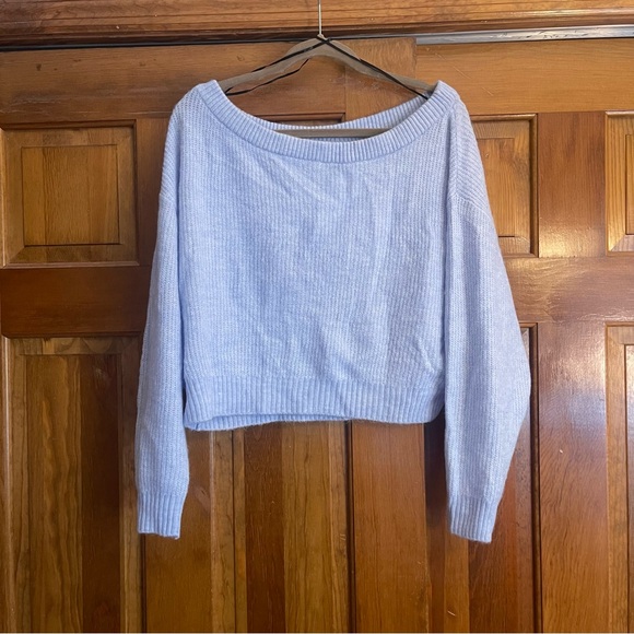 H&M Sweaters - NWT H&M hm Divided Off-the-shoulder Rib-knit Sweater Light Blue Size Larger
